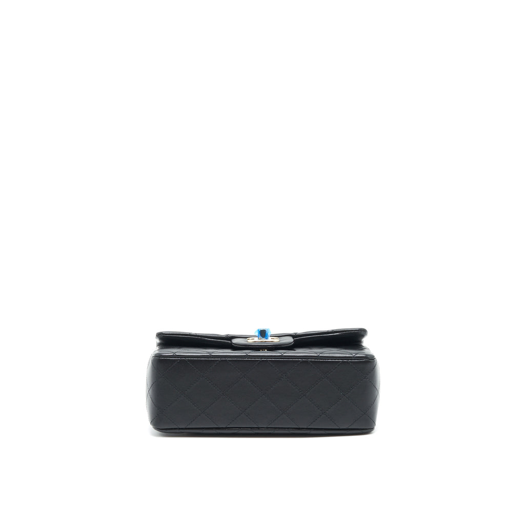 CHANEL MINI RECTANGULAR FLAP BAG LAMBSKIN BLACK LGHW (MICROCHIP)