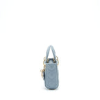 DIOR MICRO LADY DIOR BAG CANNAGE LAMBSKIN CLOUD BLUE LGHW