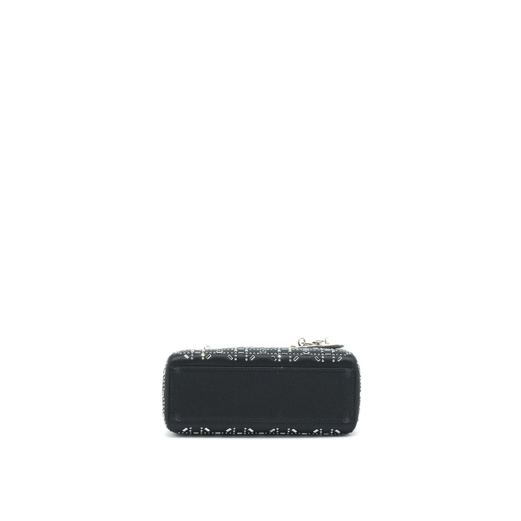 DIOR MINI LADY DIOR SATIN BLACK WITH CRYSTAL BLACK SHW