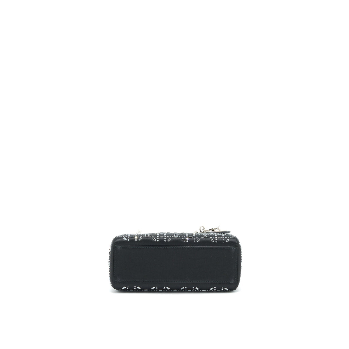 DIOR MINI LADY DIOR SATIN BLACK WITH CRYSTAL BLACK SHW
