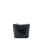 CHANEL MINI 22 BAG SHINY CALFSKIN BLACK BRUSHED GHW (MICROCHIP)