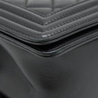 CHANEL MEDIUM BOY BLACK LAMBSKIN RUTHENIUM SHW
