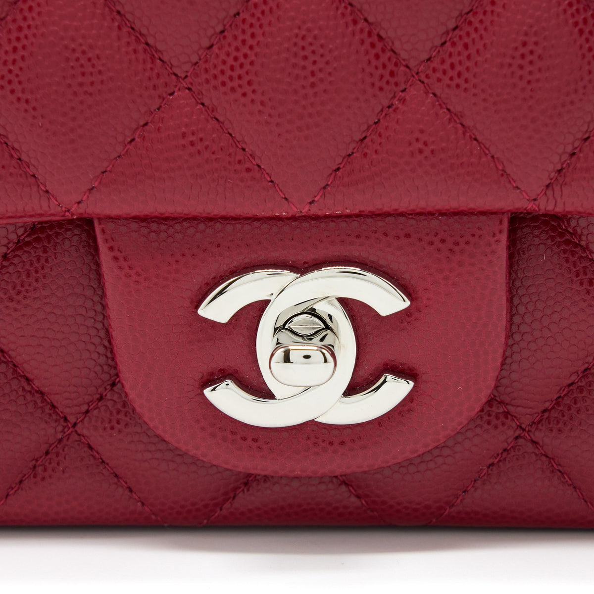 CHANEL 18B CLASSIC MINI RECTANGULAR FLAP BAG CAVIAR DARK PINK SHW