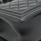 CHANEL MEDIUM BOY BLACK LAMBSKIN RUTHENIUM SHW