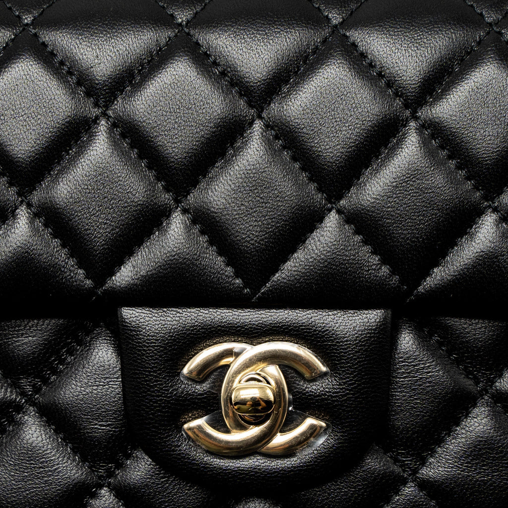 CHANEL CLASSIC MINI RECTANGULAR FLAP BAG LAMBSKIN BLACK LGHW (MICROCHIP)