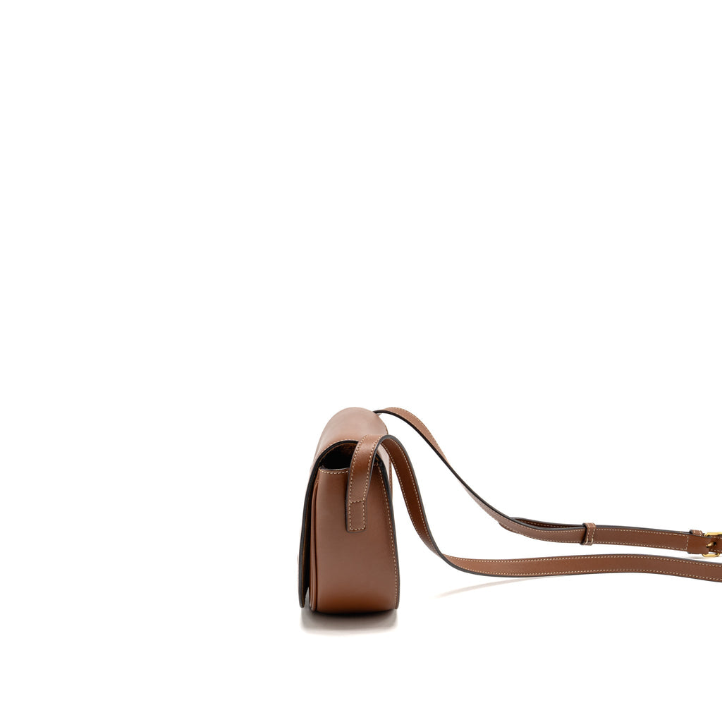 Celine Folco Cuir Triomphe Crossbody Bag Smooth Calfskin Tan GHW