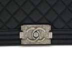 CHANEL MEDIUM BOY BLACK LAMBSKIN RUTHENIUM SHW