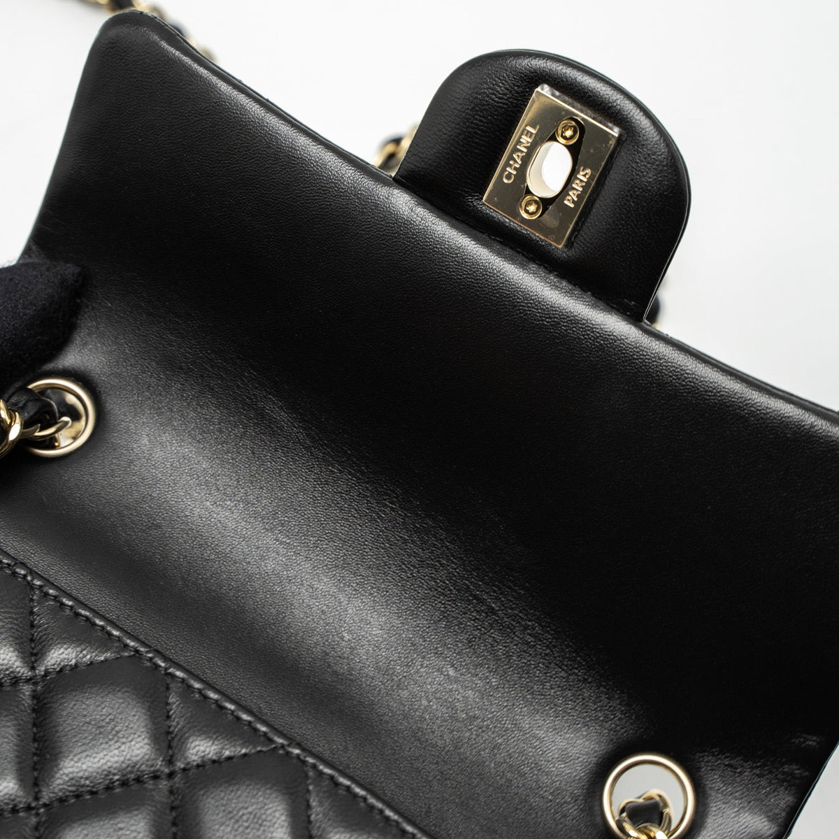 CHANEL CLASSIC MINI RECTANGULAR FLAP BAG LAMBSKIN BLACK LGHW (MICROCHIP)