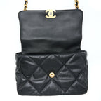 CHANEL MEDIUM 19 BAG GOATSKIN BLACK WITH MULTICOLOUR HARDWARE