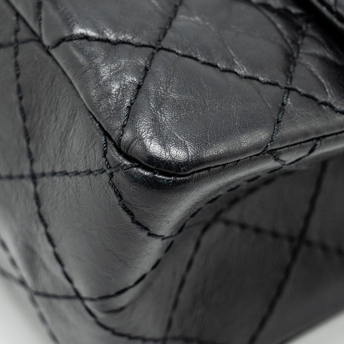 CHANEL SMALL 2.55 225 REISSUE FLAP BAG AGED CALFSKIN BLACK GHW