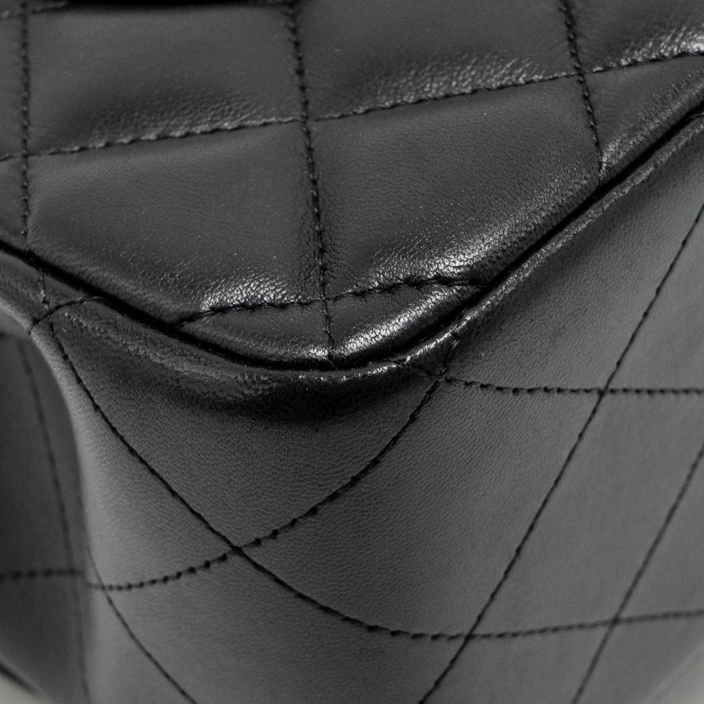 CHANEL JUMBO CLASSIC DOUBLE FLAP BAG LAMBSKIN BLACK SHW