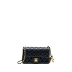 CHANEL 23C PEARL CRUSH MINI RECTANGULAR FLAP BAG LAMBSKIN BLACK BRUSHED GHW (MICROCHIP)