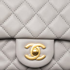 CHANEL PEARL CRUSH MINI RECTANGULAR LAMBSKIN LIGHT GREY BRUSHED GHW (MICROCHIP)
