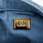 CHANEL 22C DENIM PEARL CRUSH MINI SQUARE FLAP BAG DENIM LIGHT BLUE GHW (MICROCHIP)