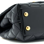 CHANEL 22A MINI COCO HANDLE WITH DETAILED LETTER HANDLE CALFSKIN BLACK BRUSHED GHW (MICROCHIP)
