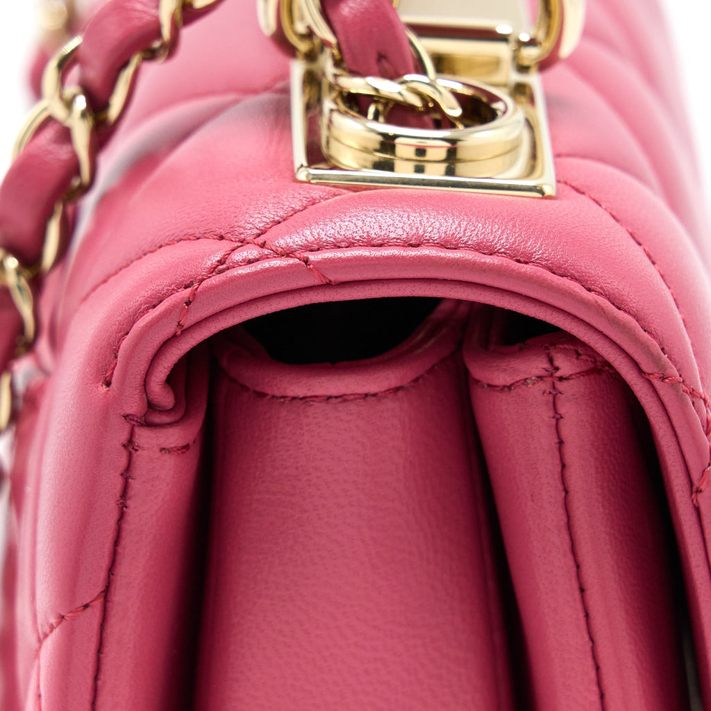 CHANEL TOP HANDLE TRENDY CC FLAP BAG LAMBSKIN PINK LGHW