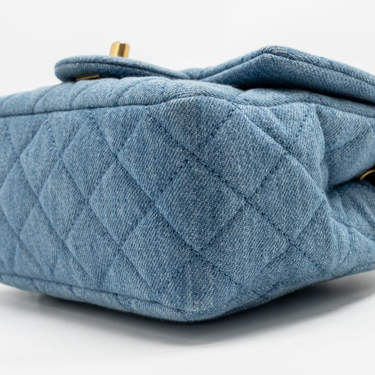 Chanel pearl crush mini square flap bag denim light blue GHW (microchip)