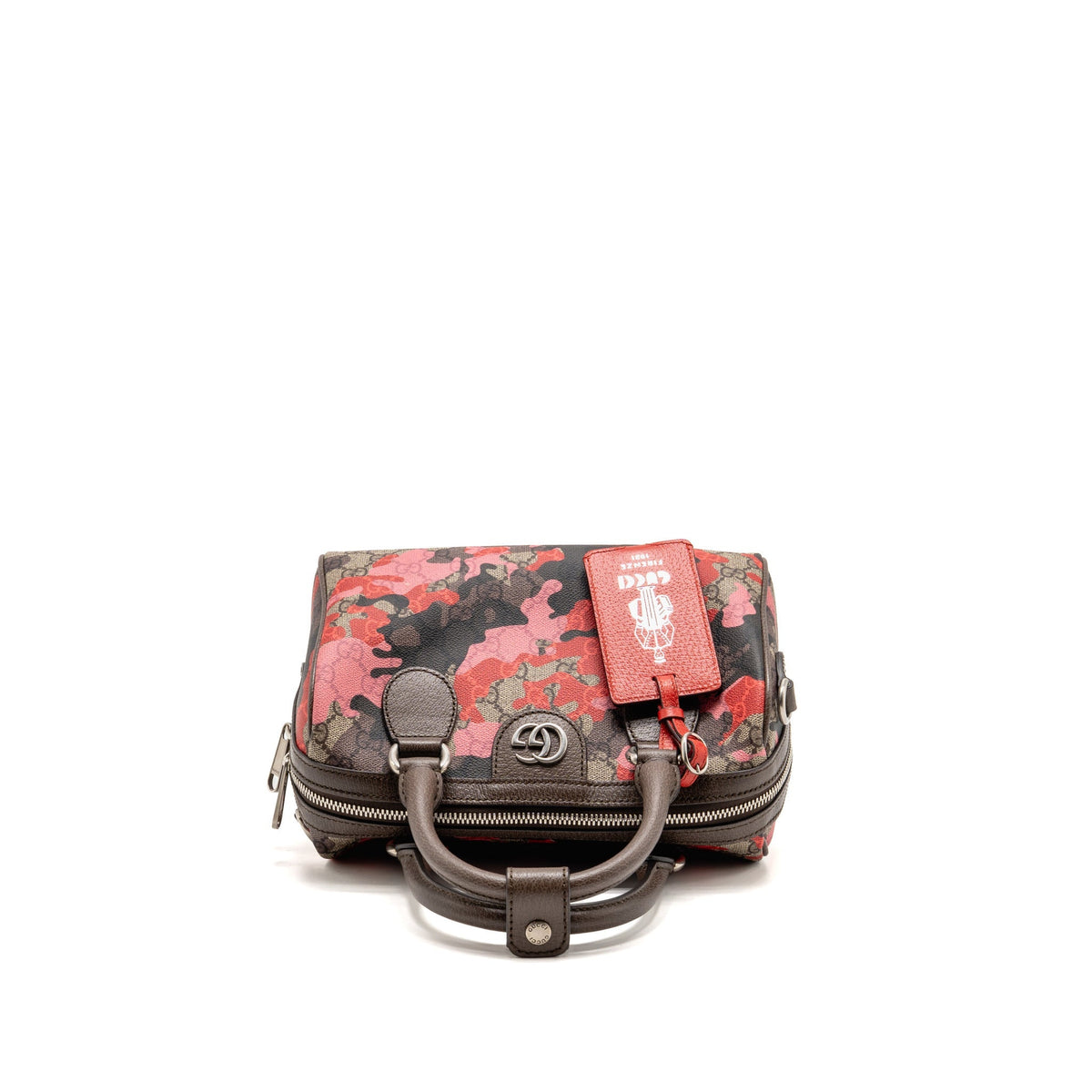 Gucci GG Camouflage Boston Bag GG Supreme Canvas/Leather Brown/Pink/Red SHW