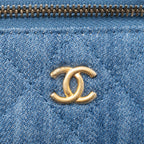 CHANEL PEARL CRUSH MINI VANITY WITH CHAIN DENIM BLUE GHW