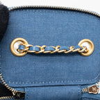 CHANEL PEARL CRUSH MINI VANITY WITH CHAIN DENIM BLUE GHW