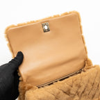 Chanel Small Chevron Coco Handle Bag Shearling Dark Beige LGHW