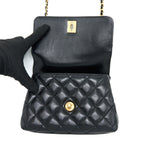 CHANEL 22A MINI COCO HANDLE WITH DETAILED LETTER HANDLE CALFSKIN BLACK BRUSHED GHW (MICROCHIP)