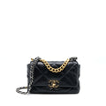 CHANEL SMALL 19 BAG LAMBSKIN BLACK MULTICOLOUR HARDWARE