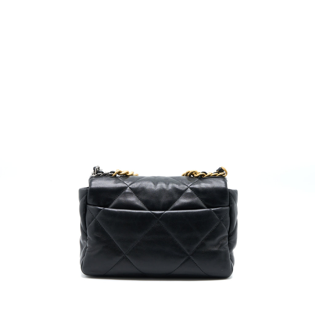 CHANEL SMALL 19 BAG LAMBSKIN BLACK MULTICOLOUR HARDWARE