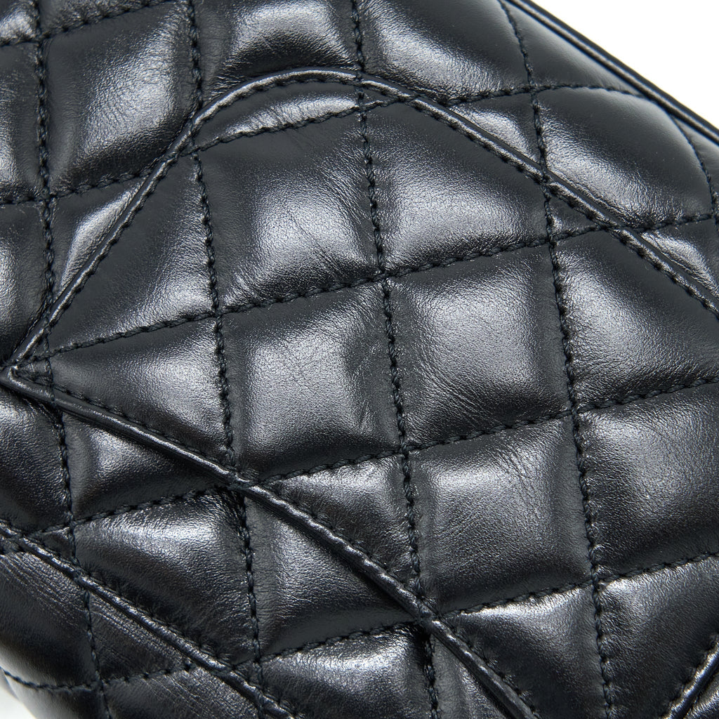 CHANEL 22A MINI COCO HANDLE WITH DETAILED LETTER HANDLE CALFSKIN BLACK BRUSHED GHW (MICROCHIP)