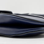 DIOR MEDIUM SADDLE BAG CALFSKIN NAVY GHW WITH BLACK OBLIQUE STRAP