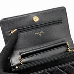 CHANEL CLASSIC WALLET ON CHAIN CAVIAR BLACK GHW (MICROCHIP)