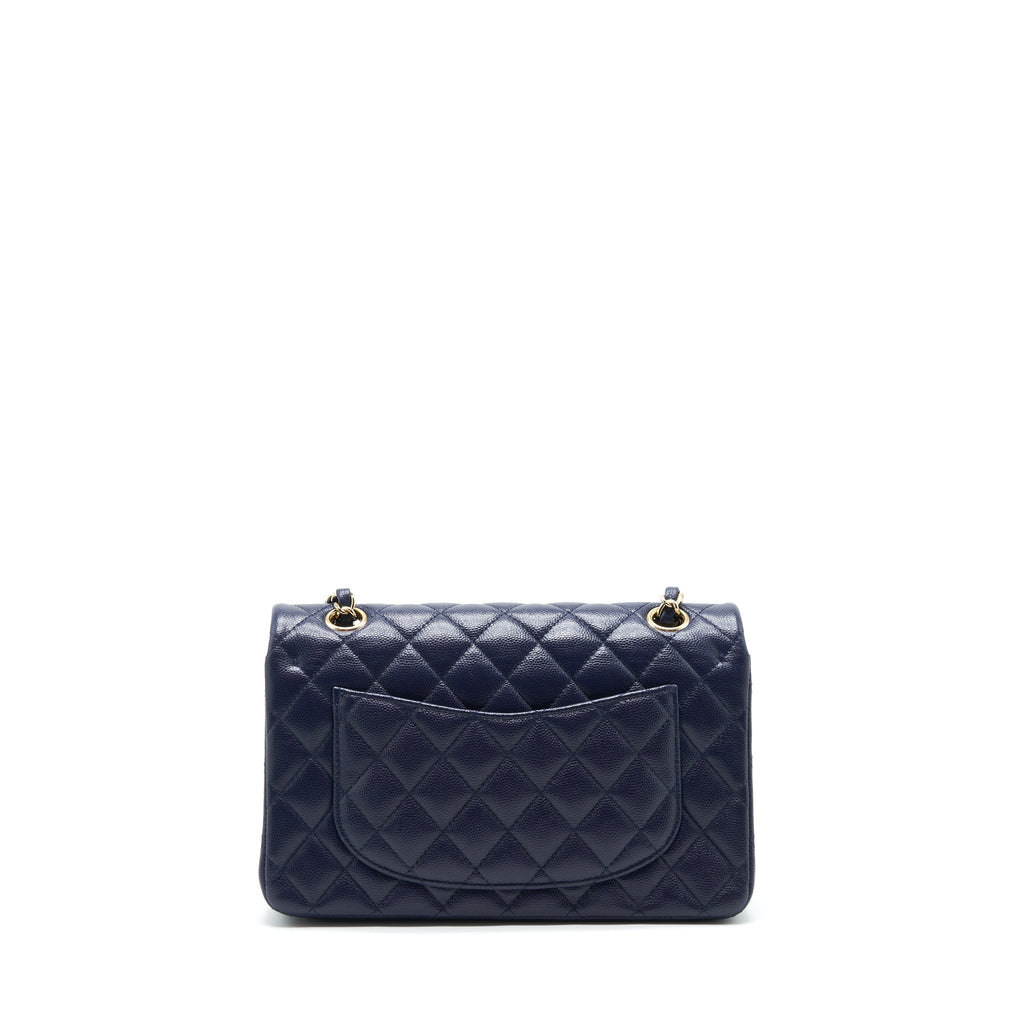 CHANEL SMALL CLASSIC FLAP BAG CAVIAR DARK BLUE LGHW