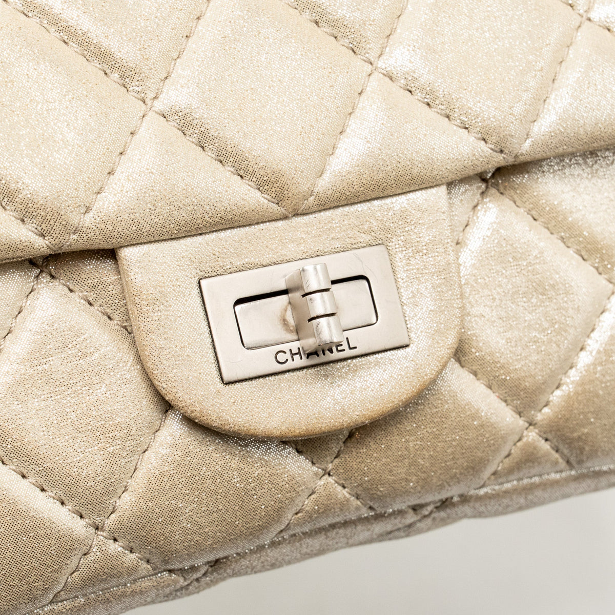 Chanel Mini 2.55 Reissue Roll Clutch Iridescent Calfskin Light Gold SHW