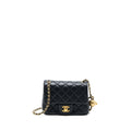 CHANEL PEARL CRUSH MINI SQUARE LAMBSKIN BLACK BRUSHED GHW (MICROCHIP)