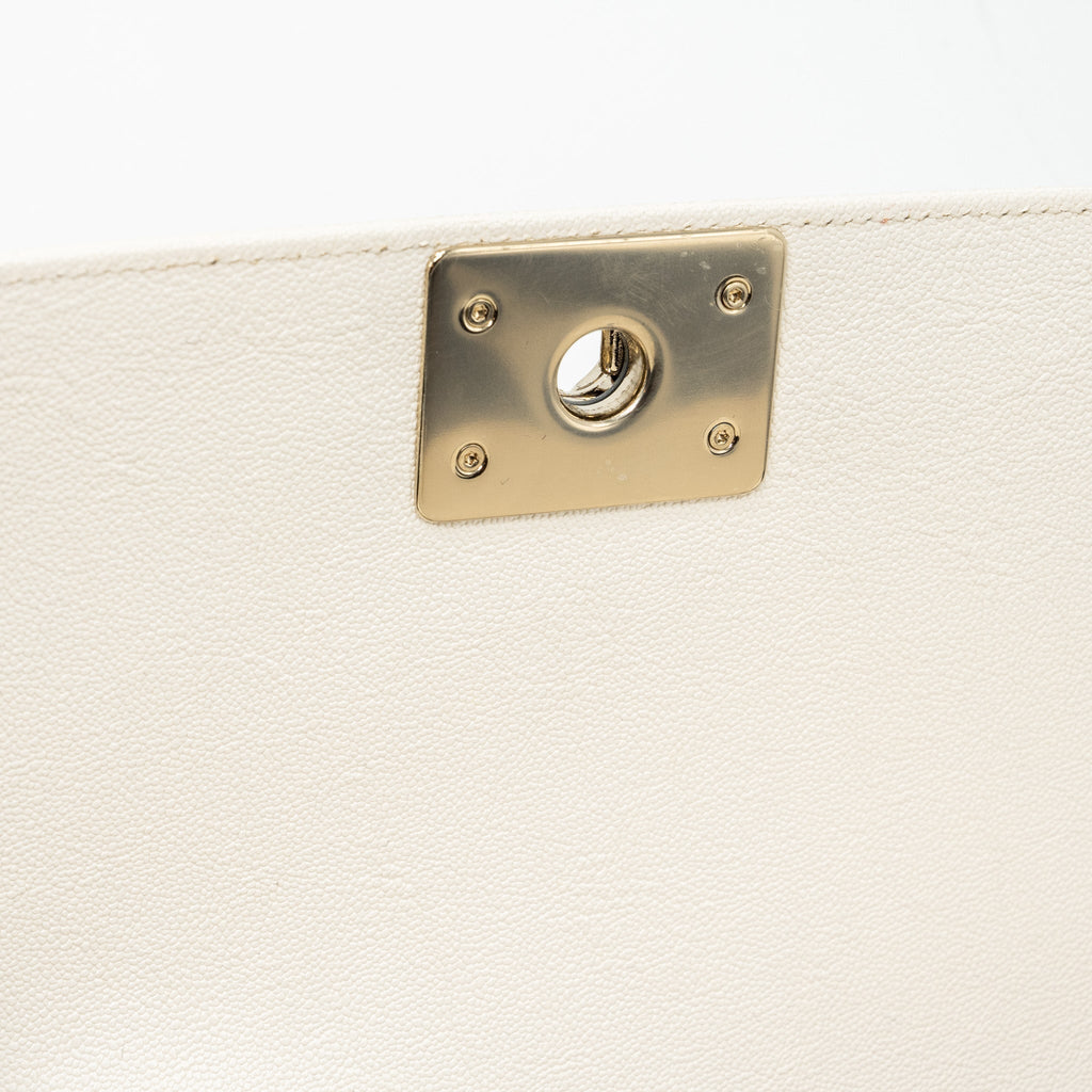 CHANEL MEDIUM LE BOY CAVIAR WHITE LGHW