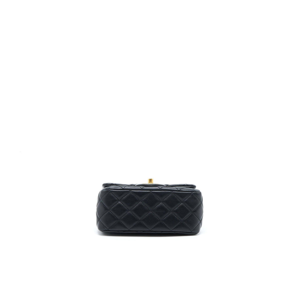 CHANEL PEARL CRUSH MINI SQUARE LAMBSKIN BLACK BRUSHED GHW (MICROCHIP)