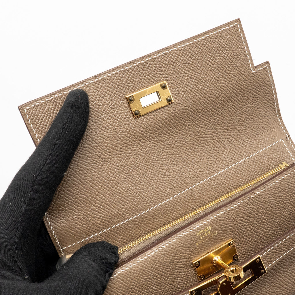 HERMES KELLY WALLET EPSOM ETOUPE GHW