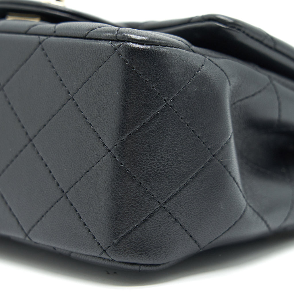 CHANEL MINI SQUARE LAMBSKIN BLACK LGHW SERIAL 29