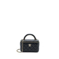 CHANEL 22A TOP HANDLE LONG VANITY CASE LAMBSKIN BLACK LGHW