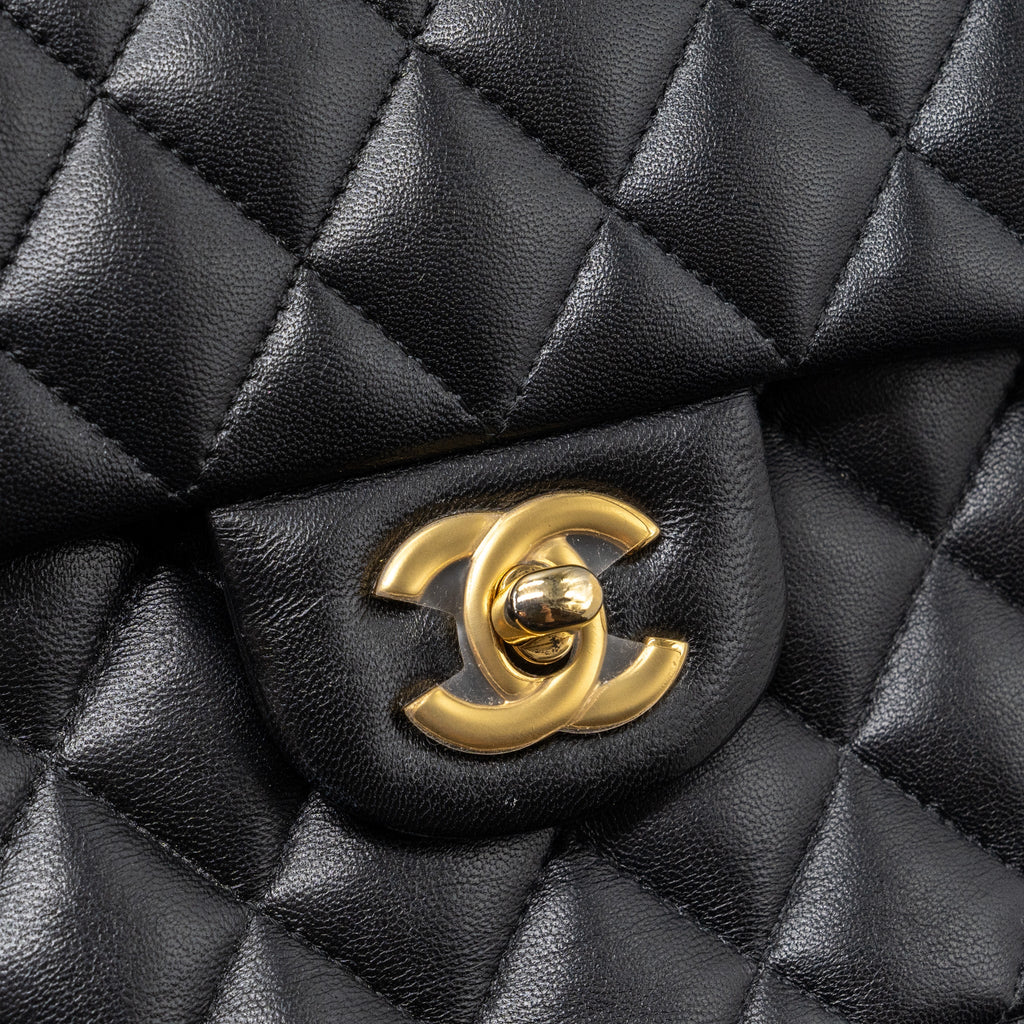 CHANEL SMALL CLASSIC DOUBLE FLAP BAG LAMBSKIN BLACK GHW