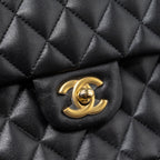 CHANEL SMALL CLASSIC DOUBLE FLAP BAG LAMBSKIN BLACK GHW