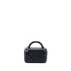 CHANEL 22A TOP HANDLE LONG VANITY CASE LAMBSKIN BLACK LGHW