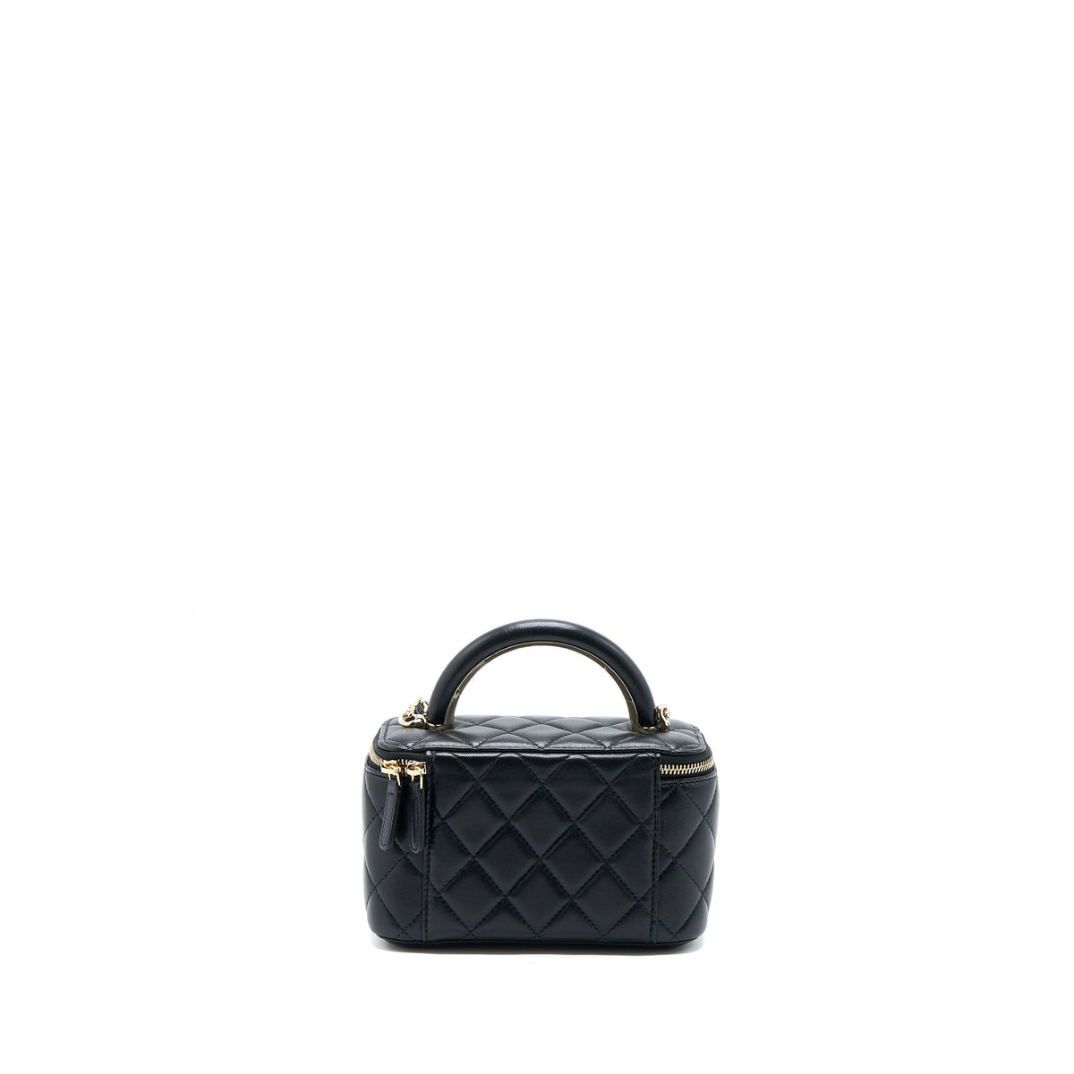 CHANEL 22A TOP HANDLE LONG VANITY CASE LAMBSKIN BLACK LGHW
