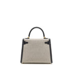 Hermes Kelly 25 TOILE H/SWIFT Ecru-Ardoise/Ardoise GHW