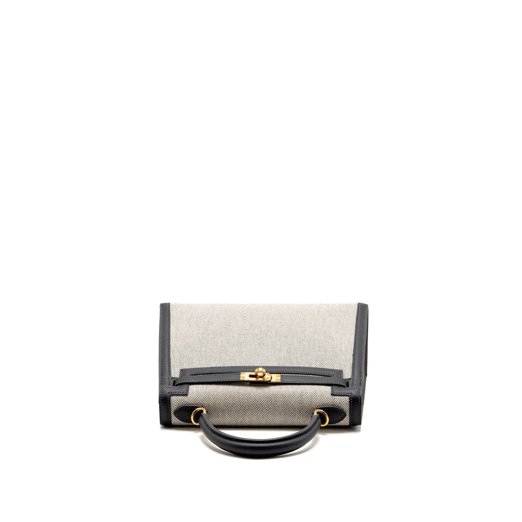 Hermes Kelly 25 TOILE H/SWIFT Ecru-Ardoise/Ardoise GHW