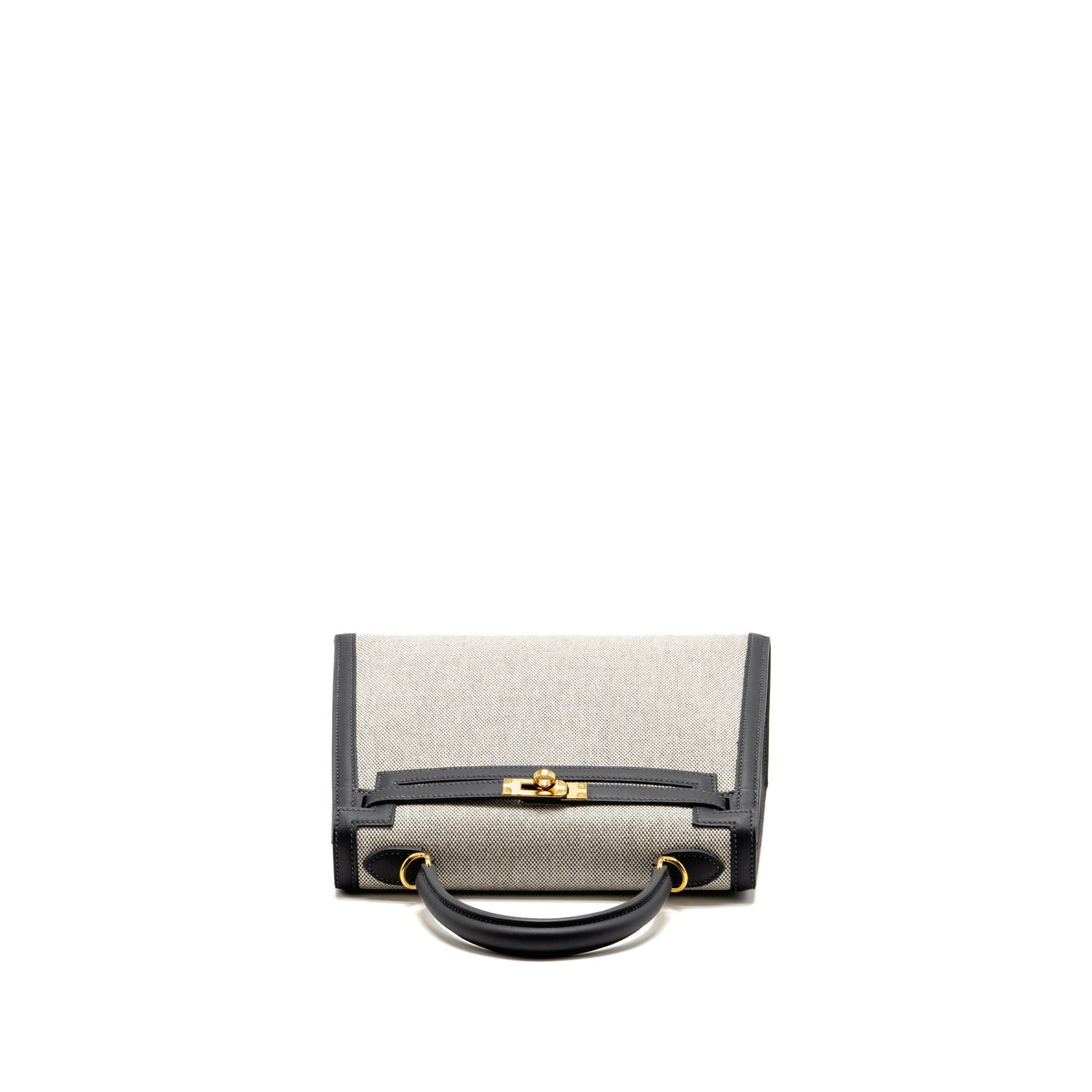 Hermes Kelly 25 TOILE H/SWIFT Ecru-Ardoise/Ardoise GHW