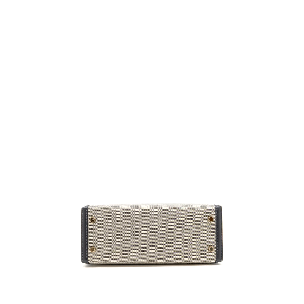 Hermes Kelly 25 TOILE H/SWIFT Ecru-Ardoise/Ardoise GHW