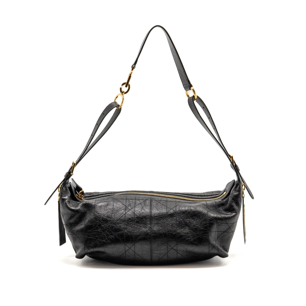 Dior Medium D-Journey Bag Crinkled calfskin Black GHW