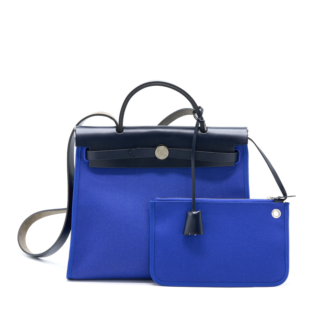 HERMES HERBAG 31 CANVAS BLUE SHW