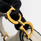DIOR MINI SADDLE BAG CALFSKIN WHITE BRUSHED GHW